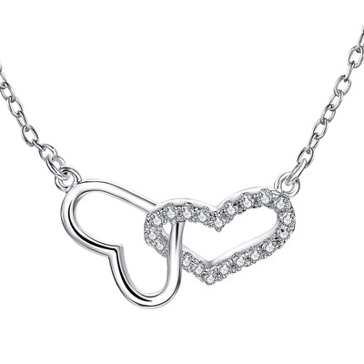

Yoursfs Mom Necklace For Mother Day GiftHeart Shaped Cubic zirconia&Created Blue Opal Neckalce