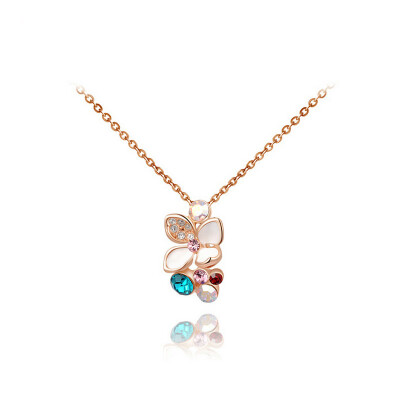 

Yoursfs® 18K Rose Gold Plated Flower Painting Necklace Women Fashion Pendant Jewelry