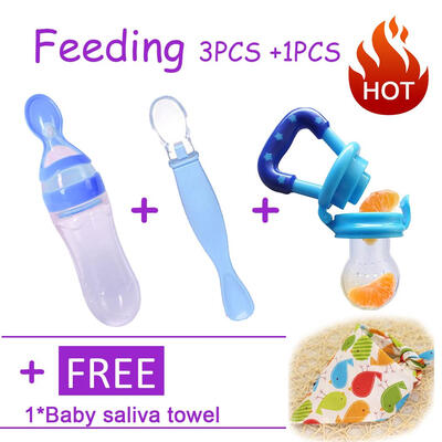 

Feeding set Silicone Baby Squeeze Spoon Food Feeder Bottle Feeder PacifierSilica gel spoon