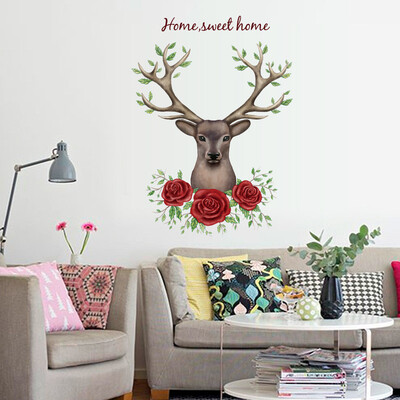 

Flower Deer Wall Stickers For kids Living Room Home Decor Bedroom Decor Waterproof Murals