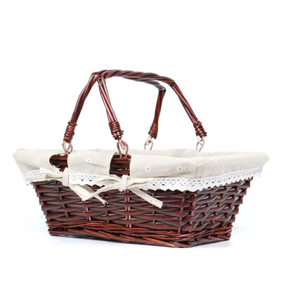 

MEIEM Easter Basket Gift Basket Wicker Woven Picnic Basket with Double Folding Handles Rectangular Willow Basket