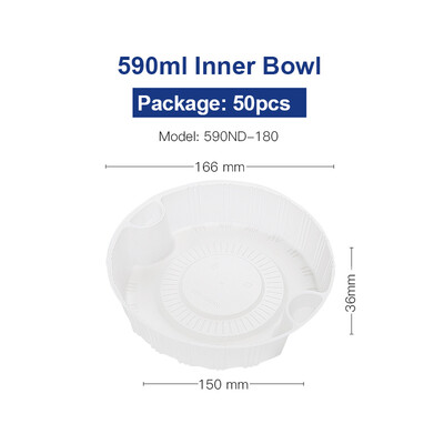 

OTOR 350440590ml Disposable Plastic Inner Bowl Liner Layered Round Tray Take-away Compartment Clear Bowl Liner 60pcs50pcs
