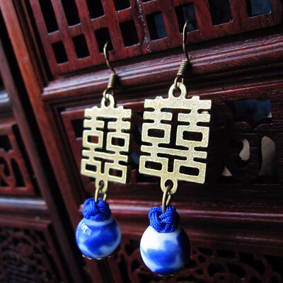 

Hot style Chinese wind earrings with a fine selection of attractive original personality creative ceramic earrings accessories