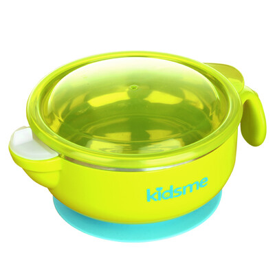 

Kiss me kiyme childrens stainless steel insulation sucker bowl with lid newborn baby training complementary food bowl portable green