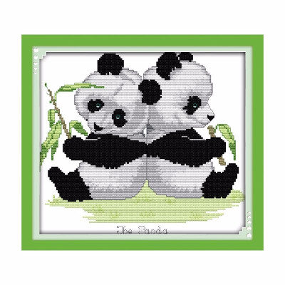 

Decdeal 118 106 inches DIY Panda Twins Pattern Cross Stitch Kit with Blank 14CT Canvas Cloth & Cotton Thread Embroidery Cross