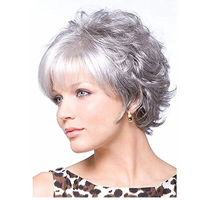 

QianBaiHui Short Curly Wigs for White People - Womens Wigs with Bangs Synthetic Heat Resistant Fiber Hair full Wigs for Daily Use