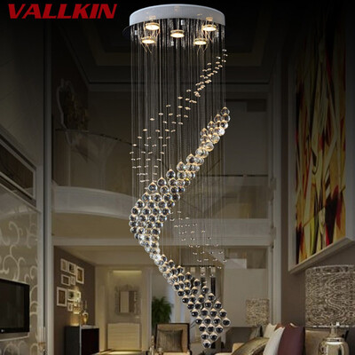 

Modern Spiral Crystal Chandelier Lighting for Foyer Stair Staircase Bedroom Hotel Hall Ceiling Hanging Suspension Pendant Lamp