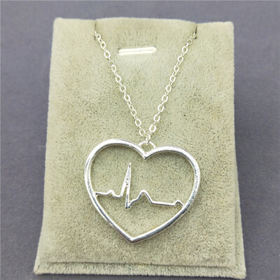 

New Trendy Womens jewelry heart necklace color ecg necklace Women valentines day gift