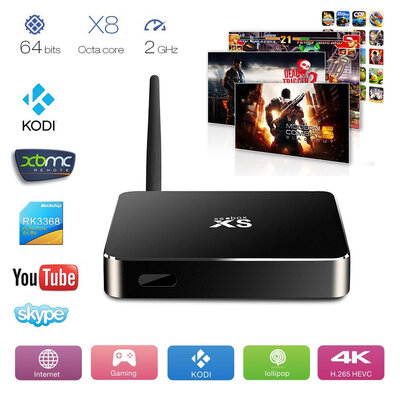 

Xsbox RK3368 - Android 51 Lollipop Smart TV Box Octa Core&64BITS RK3368 Cortex-A53 - Kodi Isengard 151 1g8g Metal Tv Box