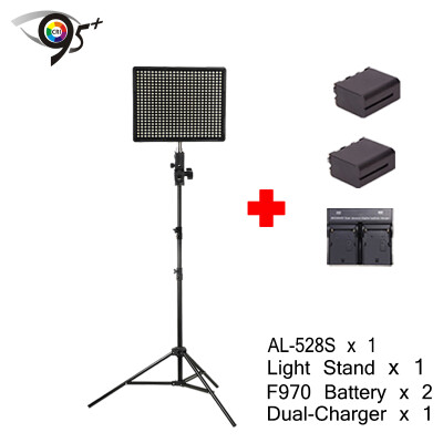 

Aputure H528S ( Upgrade AL-528S ) CRI 95 LED VIDEO LIGHT + EACHSHOT SN304 Light Stand + 2 Pcs NP-F970 + Dual Battery Charger
