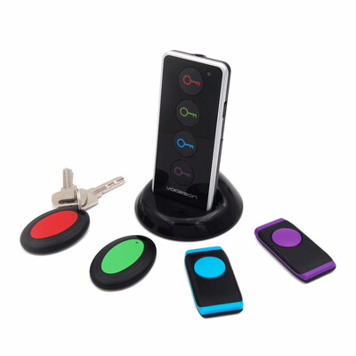 

Vodeson KF04D Wireless Wallet Locator RF Key Finder with Base Support&LED Flashlight 2 Key Ring Receivers 2 Flat Receivers
