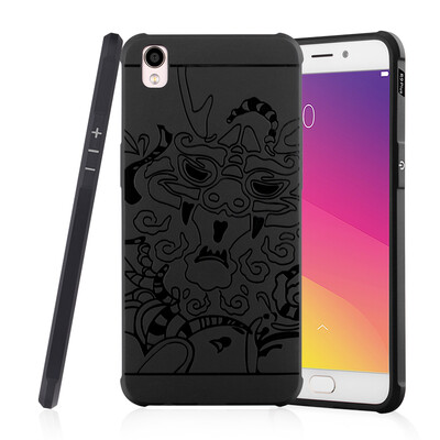 

Goowiiz Phone Case For Oppo R9R9 PlusF1 Plus Carved Dragon Thin Matte soft Silicone Prevent falling
