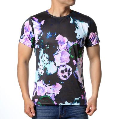

Mens Trend Pullover Tops Printed Short Sleeves Round Neck T-shirts