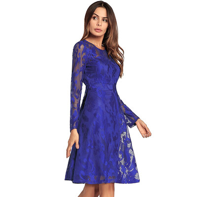 

Women Elegant Solid Hallow Out Lace Mini Dress Vintage Sexy Strapless Tunic Zipper Party Princess Slim Vestidos