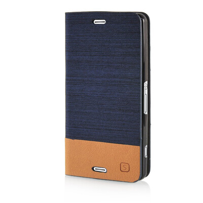 

MOONCASE Canvas Design Leather Side Flip Pouch Stand Shell Back ЧЕХОЛ ДЛЯ Sony Xperia Z3 Compact ( Z3 Mini ) Dark Blue