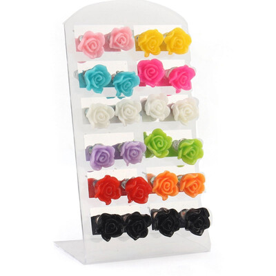 

NEW Resin Flower Jewellery Mixed Lots 12Pairs Stud Earrings Display 61713