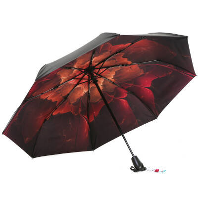 

[Jingdong Supermarket] Paradise umbrella (UPF50 +) self-closing black rubber three fold black umbrella sun umbrella sunny umbrella 31803E red