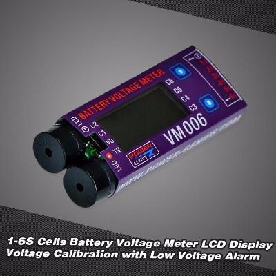 

Power Genius 1-6S Cells Battery Voltage Meter Voltage Calibration LCD Display with Low Voltage Alarm Function for RC Battery