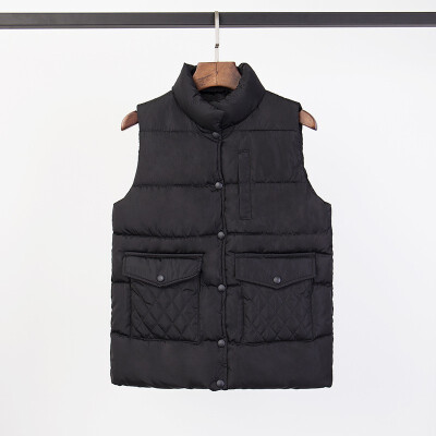 

2018 Womens Autumn&Winter Down Cotton Vest Womens Short Cotton Vest Jacket Solid Color