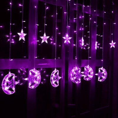 

25M 220V EU Plug Christmas LED Star&Moon Curtains Lights Indoor Outdoor Wedding Decoration light For Party Holiday Lights