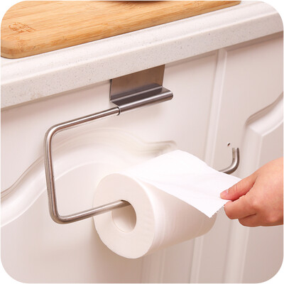 

New stainless steel paper towel roll holder Cabinet Cupboard Door Hanging Rack shelf toilet paper holder kitchen accessories