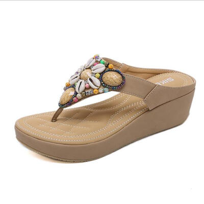 

2018 New Ethnic Style Sandals Bohemian Beads Wedges Large Size Sandals Sandals