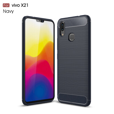 

Goowiiz Phone Case For Vivo X21X21 UD Fashion Slim Carbon Fiber TPU Soft Silicone Prevent falling