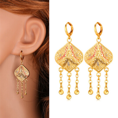 

Long Drop Earrings For Women Jewelry 2015 New Trendy 18K Real Gold Plated Tassels Dangle Earrings Indian Jewelry Wholesale