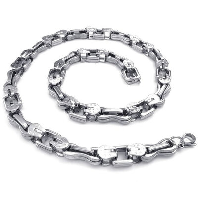

Hpolw Jewelry New New High Fashion Mens Stainless Steel 316L Sterling Silver Necklace with Heavy Wide Biker Links Chain
