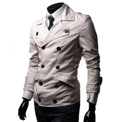 

Zogaa Casual Mens Jacket Suit Collar Double-breasted Pure Color Slim