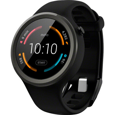 

Motorola&39s new generation of Moto 360 Sport smart sports watch 45 mm silicone strap all-weather mixed backlit display with built-in GPS cliff black