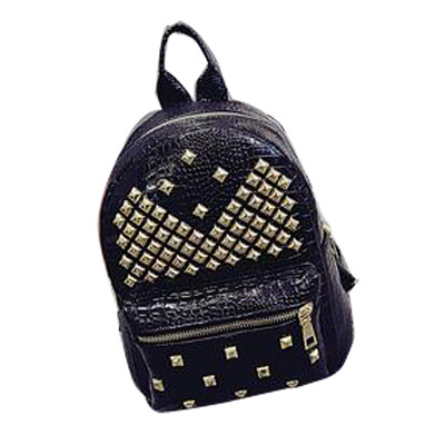 

Fashion Women Rivets Backpacks Shoulder School Satchel Bag Crocodile Mini Metal