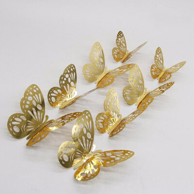 

12pcsset 3D Butterfly Wall Stickers Hollow Removable Mural Stickers DIY Art Wall Decals Decor with Glue for Bedroom Wedding Party