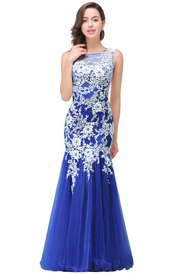 

Babyonlinedress Mermaid Chiffon Elegant Scoop Appliques Pink Prom Evening Dresses