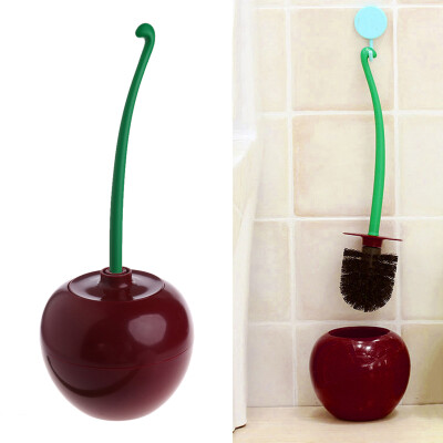 

Cntomlv New Cute Cherry Shaped Toilet Scrub Cleaning Brush Tool With Holder Plastic Bathroom