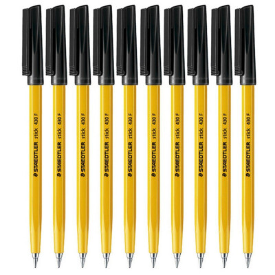 

STAEDTLER Stick 430F-9 F-Tip Ballpoint Pen Black 10 Pens