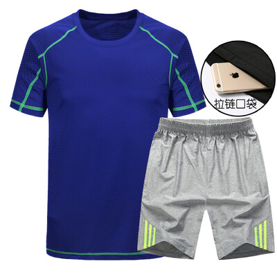 

Sports suit men&39s summer short sleeve fitness suit men&39s sports T-shirt fitness suit breathable quick dry men&39s running suit