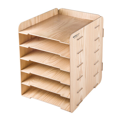 

Jinlongxing glosen wooden table racks file data storage box multi-layer office storage basket bedroom artifact debris wood grain color