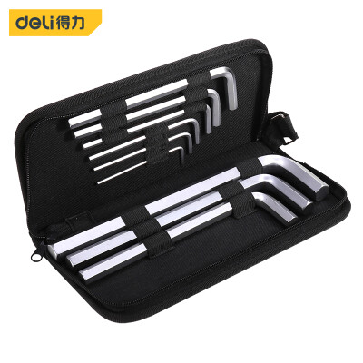 

Deli deli cloth bag long flat head hex wrench set chrome vanadium steel -type hex wrench screwdriver 9 piece set DL2178