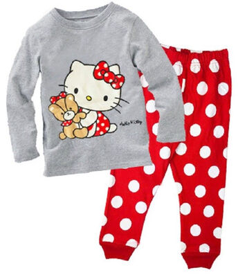 

Girls pajamas set 2T-7T Breathable cotton sleepwear T-shirtPants nightwear