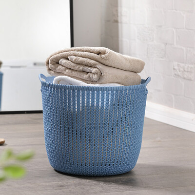 

Yimei houseware emc bathroom storage basket bath towel storage basket imitation rattan hamper basket medium denim blue YM-3897