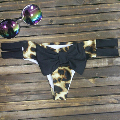 

Sexy Big Bowknot Patchwork Thong Bikini Bottom T-Back Women Swimsuit String Beachwear Swimwear Female Bathing Suit