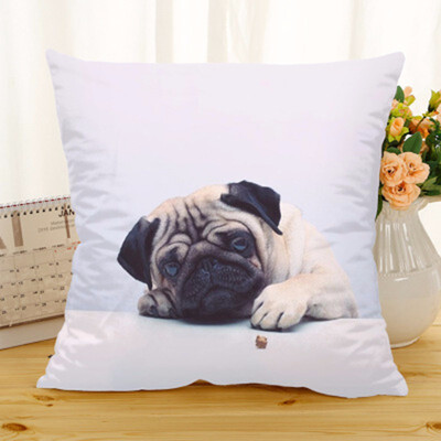 

Cntomlv Hot Selling Wearing Hat Pug Home Decorative Sofa Cushion Throw Pillow Case Cotton Linen Square Pillows cushion cover