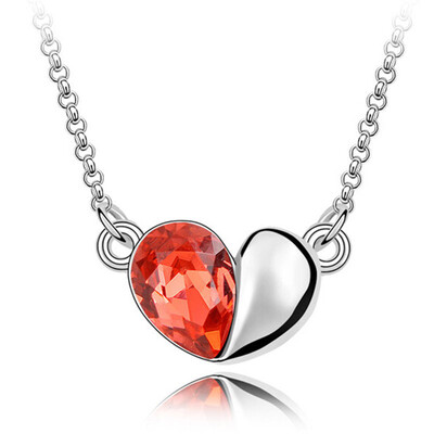 

100 Original Crystals From Swa Elements Heart Pendant Necklace For Women Party Jewelry Infinity Chain Collier Mothers Day Gift 1
