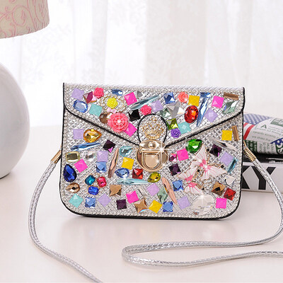 

Famous brand woman leather messenger bag diamond mini shoulder bag female mobile phone bag purse pretty crossbody bag