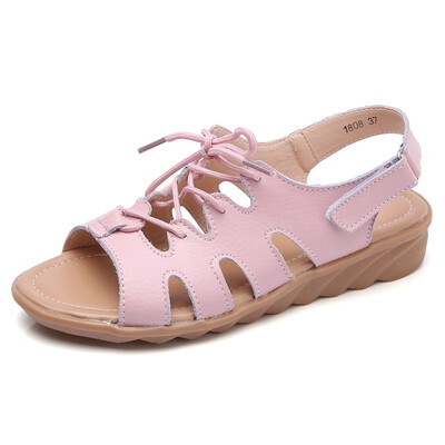 

Women Gladiator Sandals Shoes Genuine Leather Lace Up Flat Heels Sandals Ladies Casual Summer Shoes Women Beach Sandals