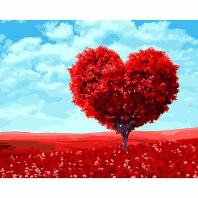 

Frameless DIY Oil Painting By Numbers Hand Painted Modern Wall Canvas Painting Picture For Living Room A heart shaped tree