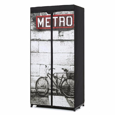 

Fabric Clothing Storage Organizer Closet Wardrobe Cabinet Garment Clothes Hanger Rack with Shelves