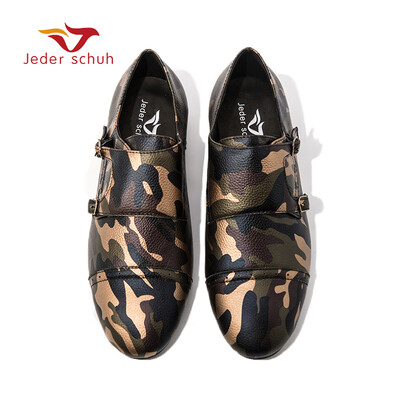 

Jeder Schuh men leather shoes Golden camouflage Party&Banquet men casual shoes British style men fashion loafers