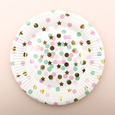 

FANLUS Value Pack Cupcake Toppers Picks- Various Themes 7 inch Party paper plate with Gold Foil 10 PCS "Stars& Sparkles Theme